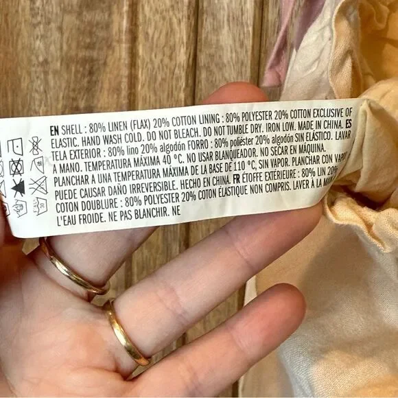 NWOT Grey Lab Ivory Linen Wide Leg Pants Size Small Paper Bag Waist - Picture 6 of 6